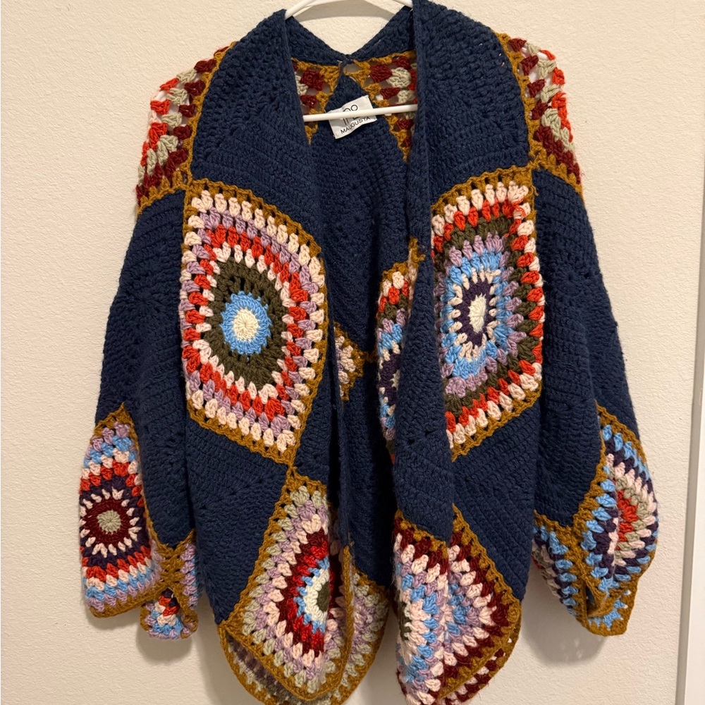 Bohemian Crochet Cardigan with Multicolor Design